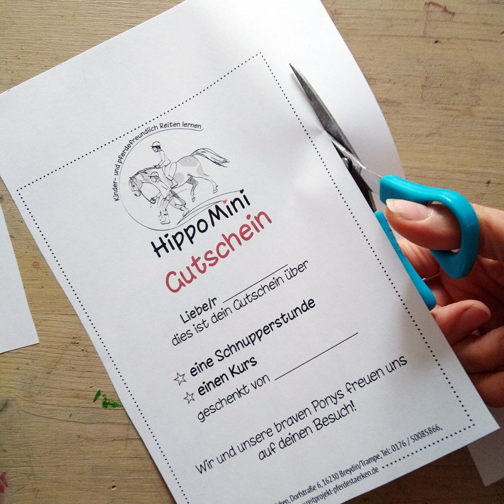 Gutschein zum Selbstausdrucken – Reitprojekt Pferdestärken